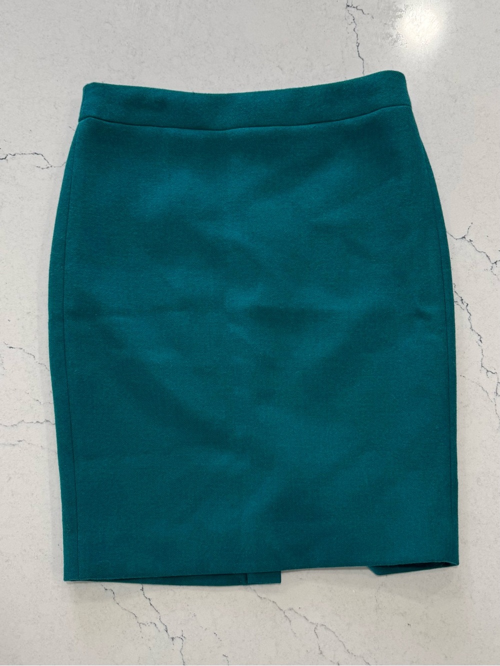 J.CREW Teal Tweed Wool Pencil Skirt Lined Zip Solid High Rise Size 2P
